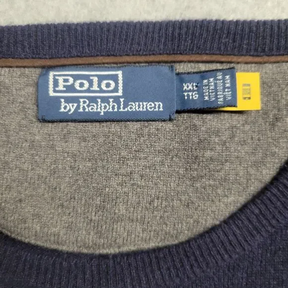Ralph Lauren Polo Men's Size XXL Crew Neck Washable Merino Wool Sweater Blue - Picture 4 of 12